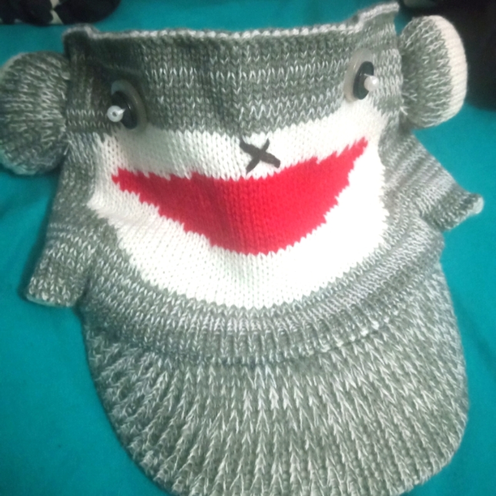 D&Y SockMonkey Beanie Hat Visor Combo One Size Fits Most Unisex 100% Acrylic
